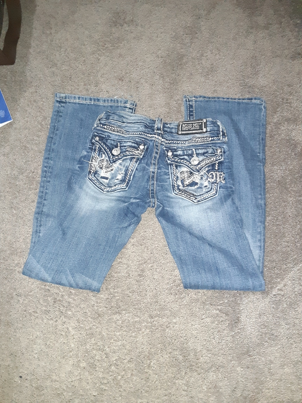 Miss Me Blue Bootcut Jeans with Embroidered Back Pockets